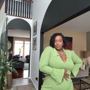 Fashion Nova Light Green Knit Dress
